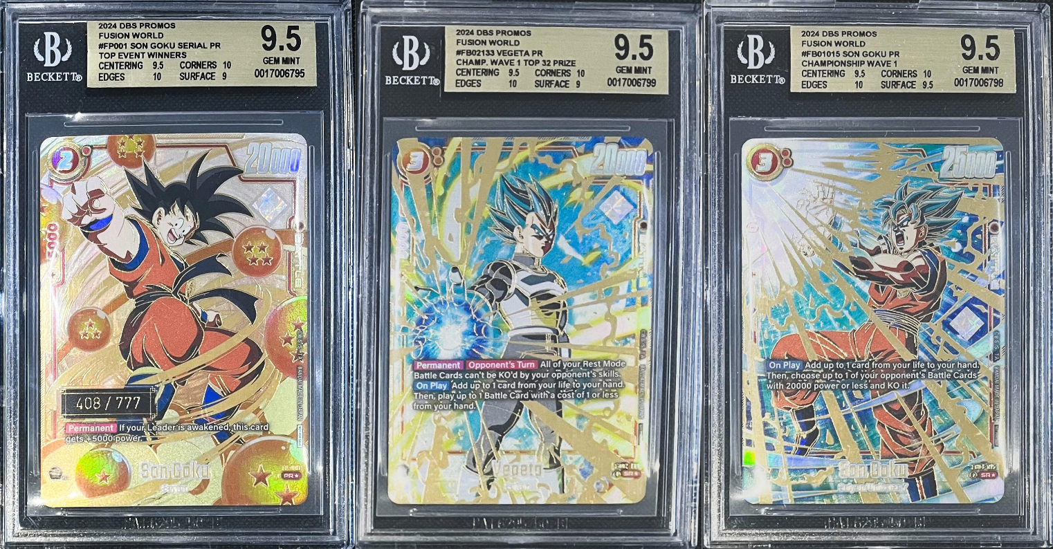 2024 Dragon Ball Super Fusion World Promos Trio Son Goku SERIAL PR/Vegeta PR/Son Goku PR - Front